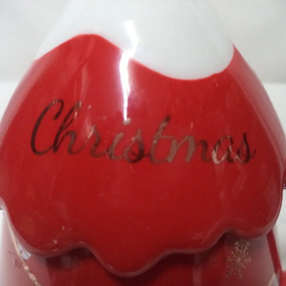 Christmas Tree lidded Mug Cup Snowflakes Stars Reindeer Bells ceramic straw hole